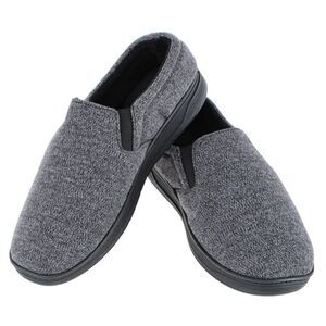 Isotoner Men's Heathered Knit Twin Gore Slipper
